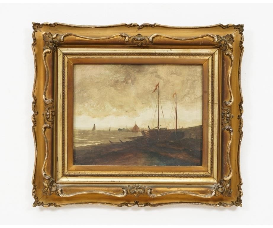 T Willett oil on canvas of ships 28a266