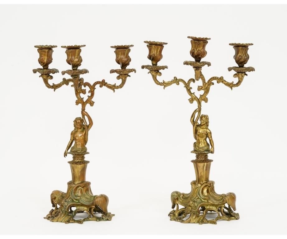 Pair of brass Art Nouveau candelabra 28a270