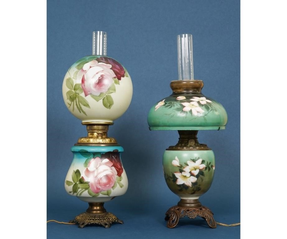 Two Victorian GWTW lamps, each with