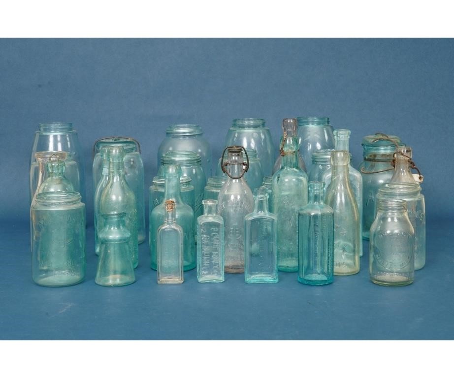 Thirty-four vintage jars and bottles