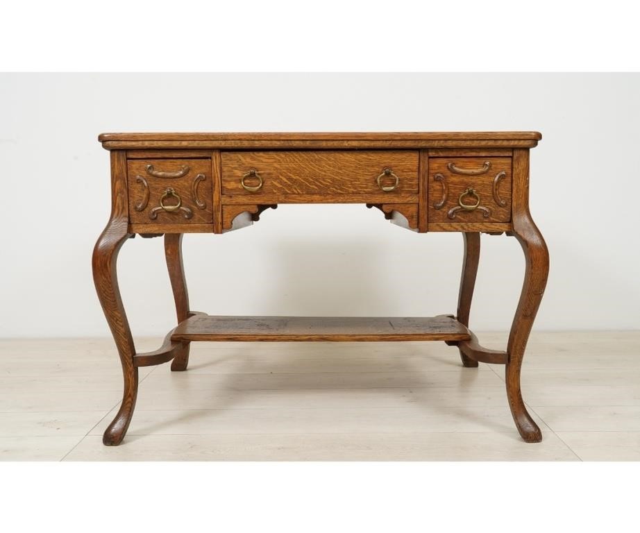 Oak partners' desk, circa 1900.
30"h