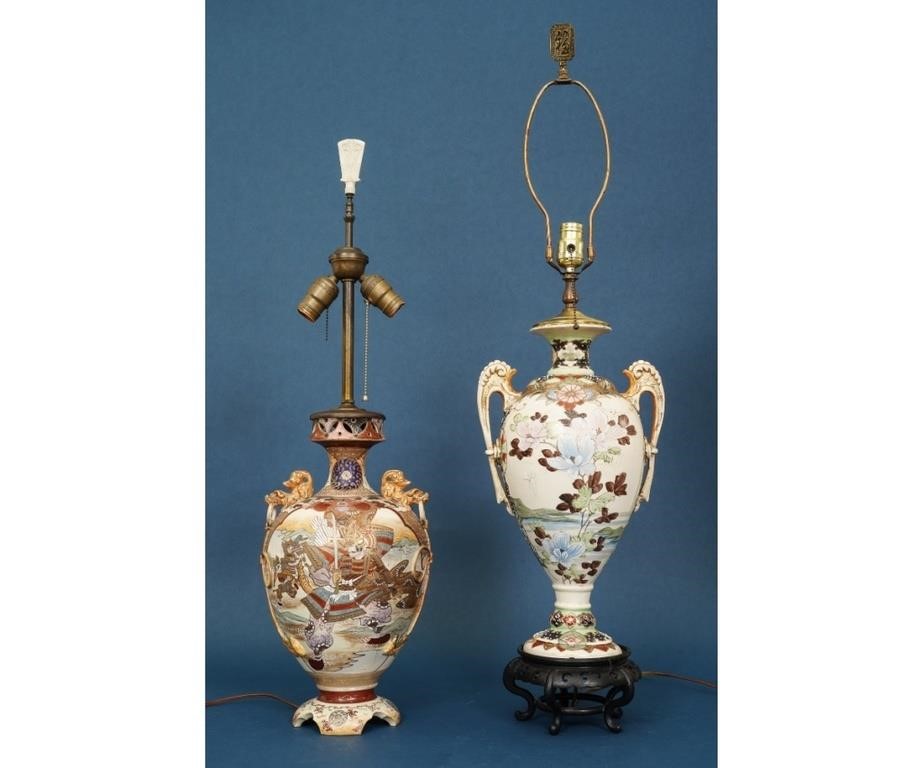 Two Japanese ceramic table lamps,