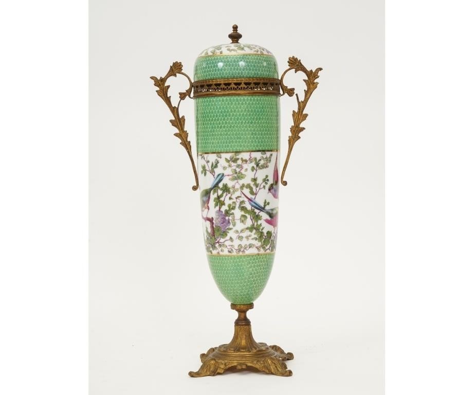 Sevres style porcelain vase with fire