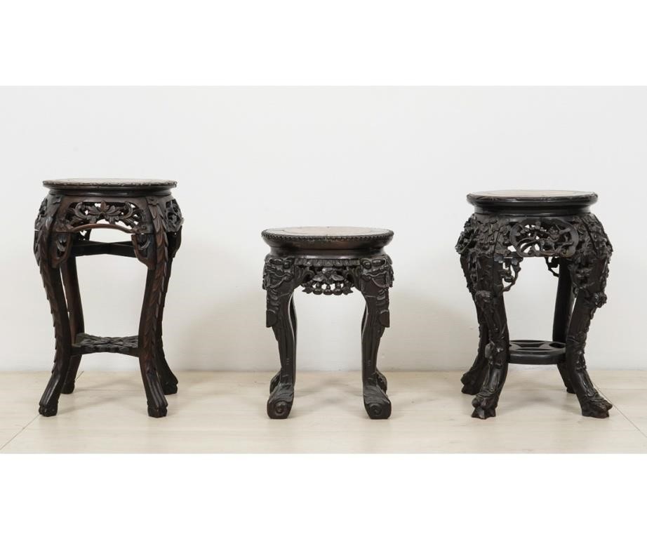 Three Asian carved plant stands  28a2d8