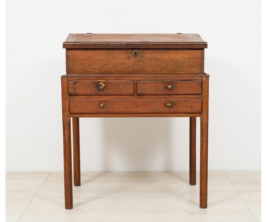 Pine two-piece school masters desk,