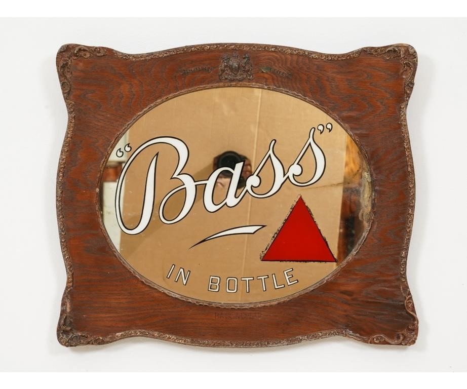 Bass Beer mirror in plywood frame,