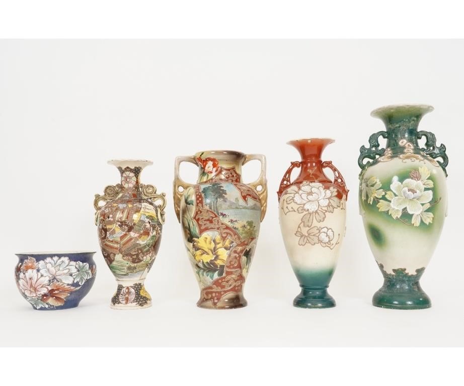 Four colorful Japanese ceramic