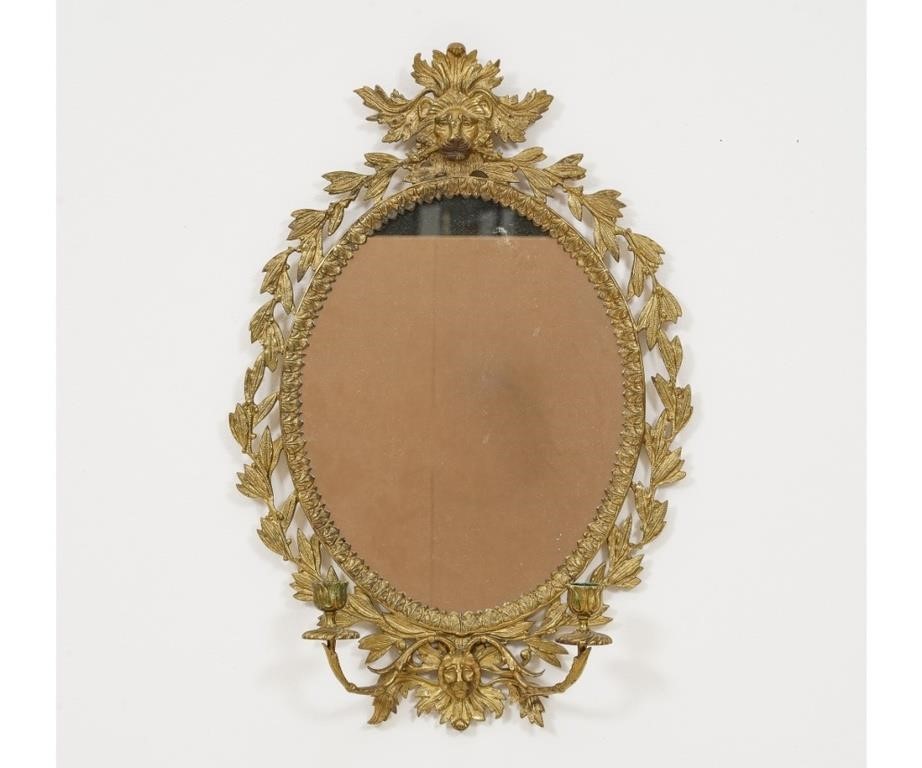Continental style brass wall mirror,
