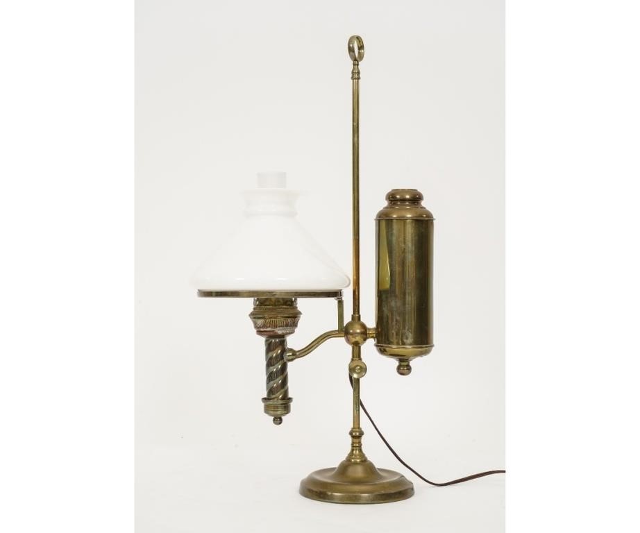 Brass students lamp, late 19th