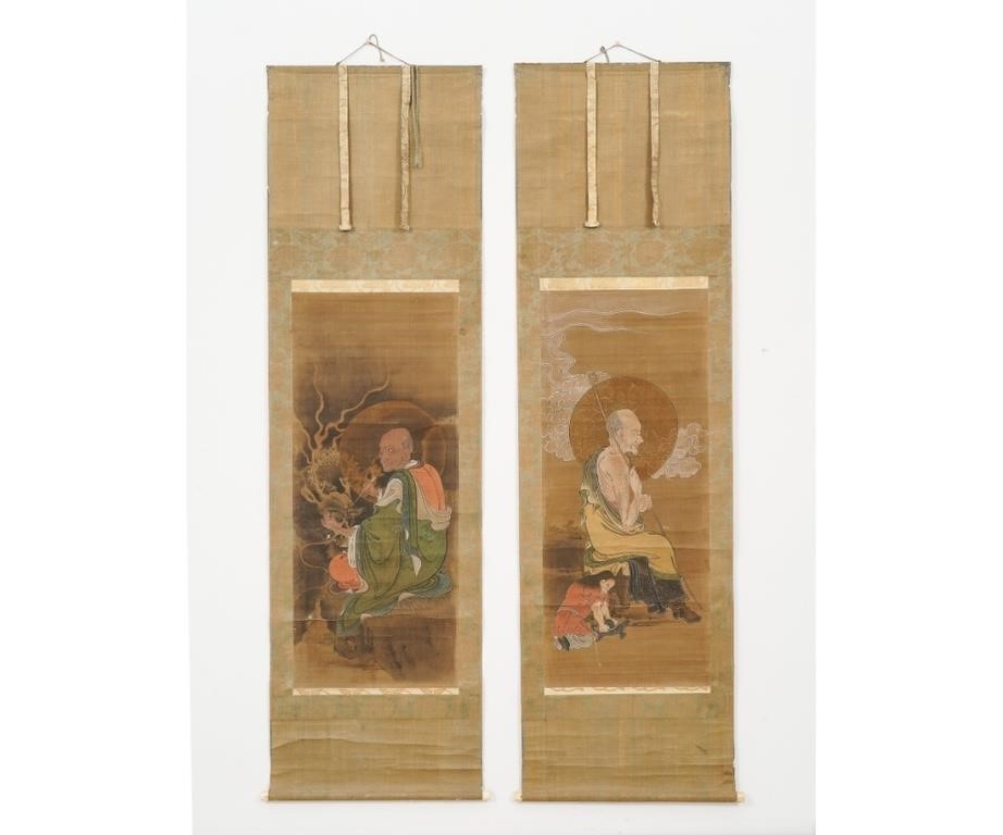 Two hand painted Asian scrolls  28a31e