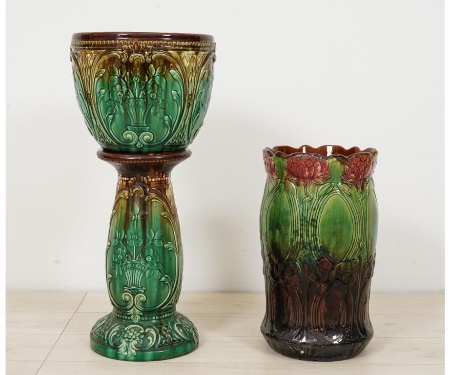 Victorian green and brown majolica