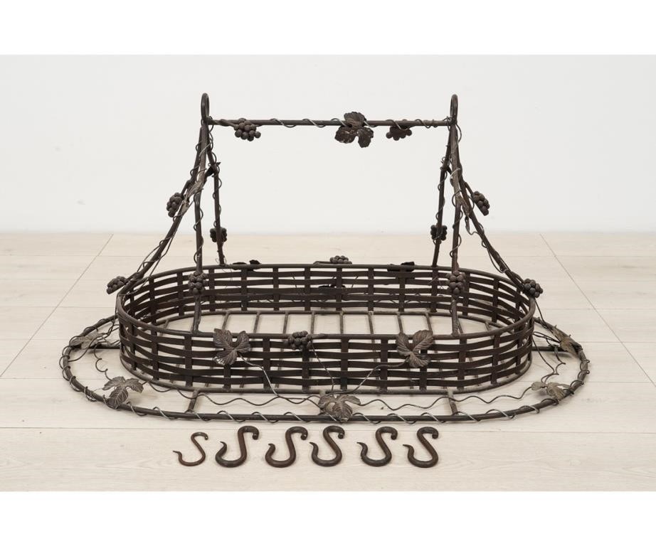 Metal hanging pot rack, 20th c.,