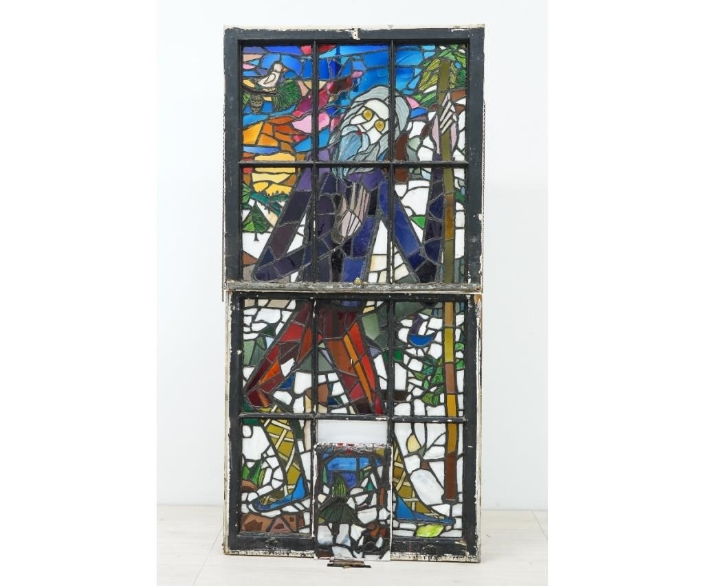 Two colorful leaded glass window