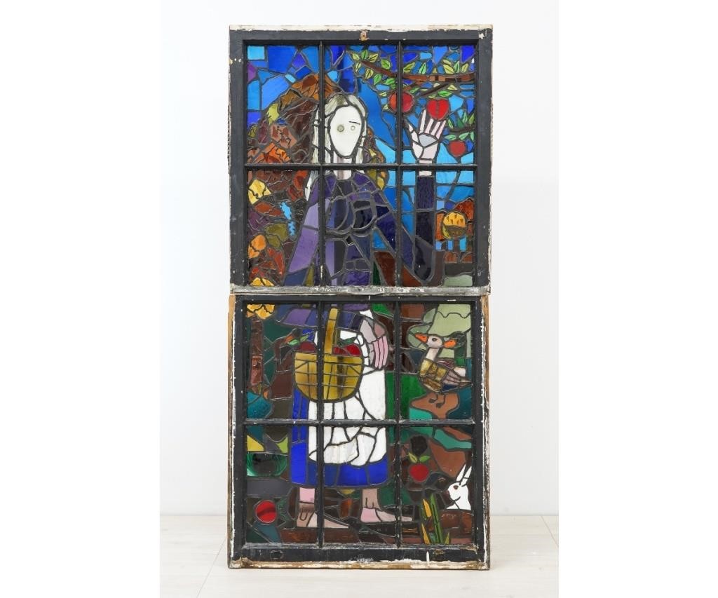 Two colorful leaded glass window