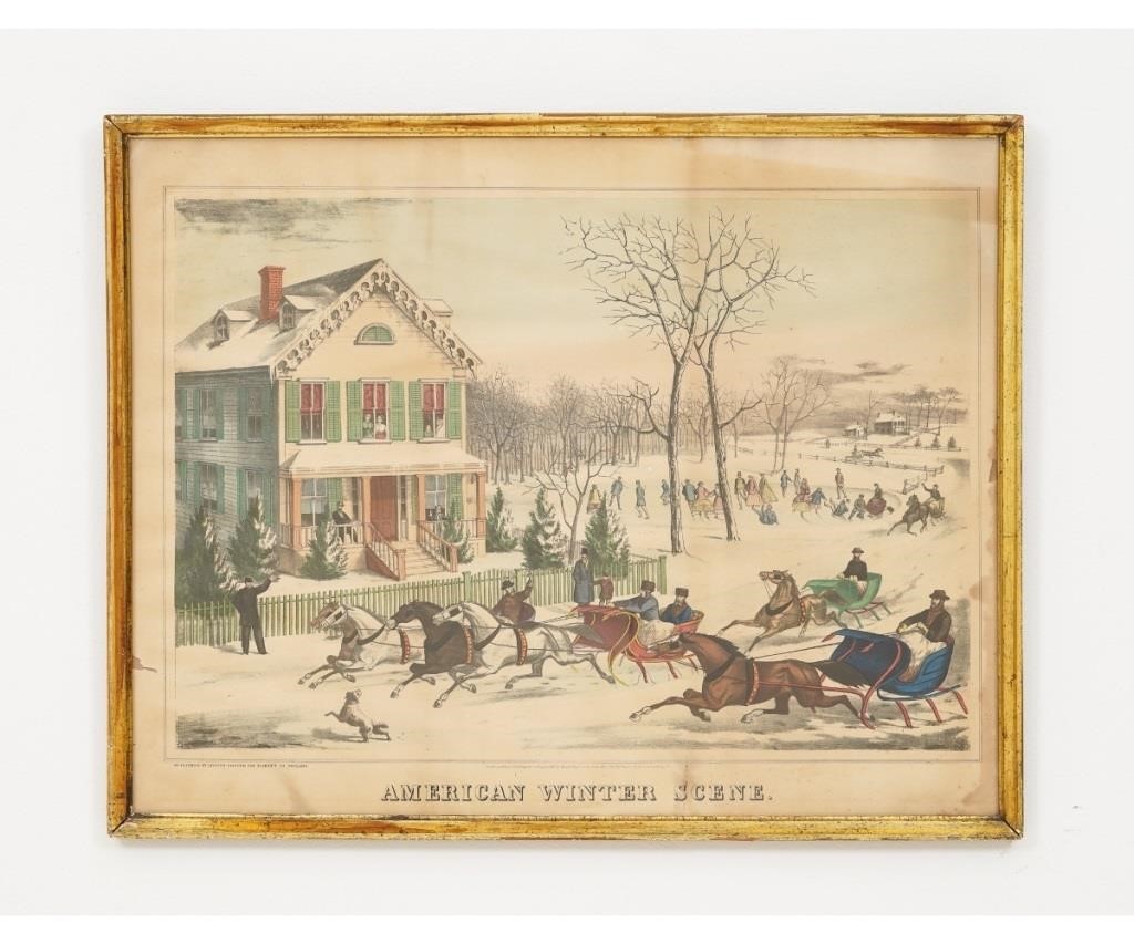 American Winter Scene lithograph 28a3b9
