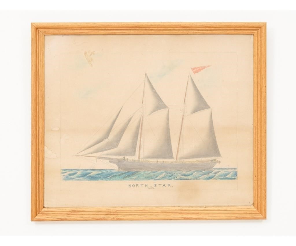 Pencil crayon sketch of schooner 28a3c7