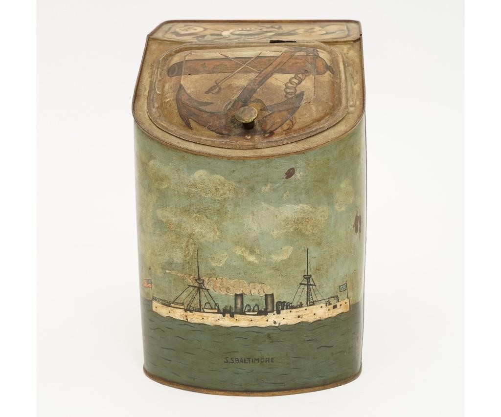 Tin bin painted with the White Squadron