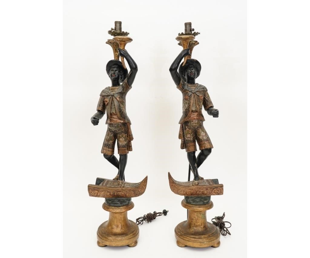 Pair of wood carved Blackamoor