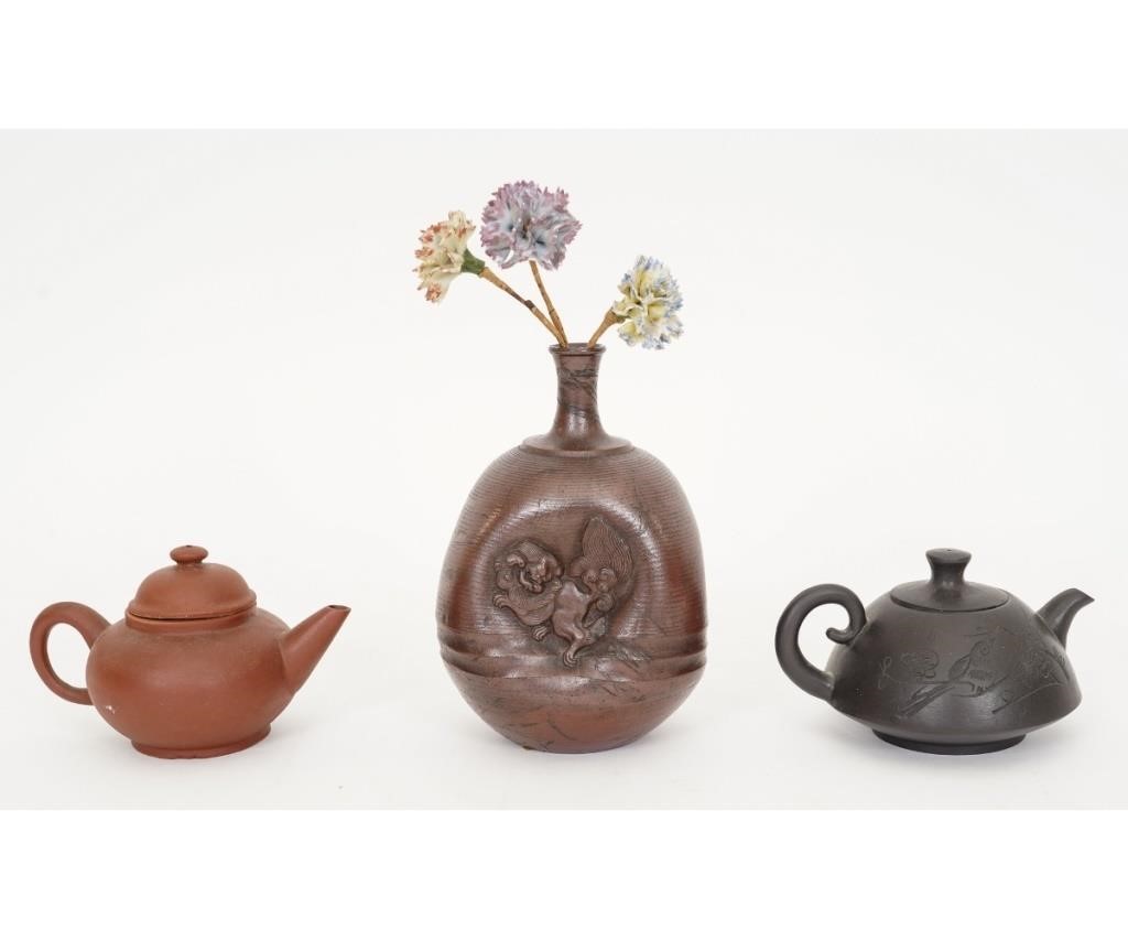 Chinese bud vase, stamped, 6.75"h