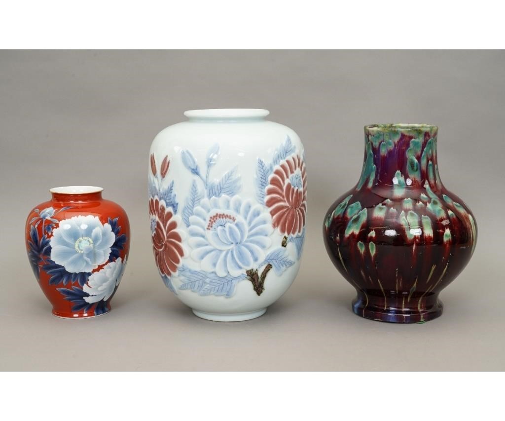 Japanese art pottery vase decorated