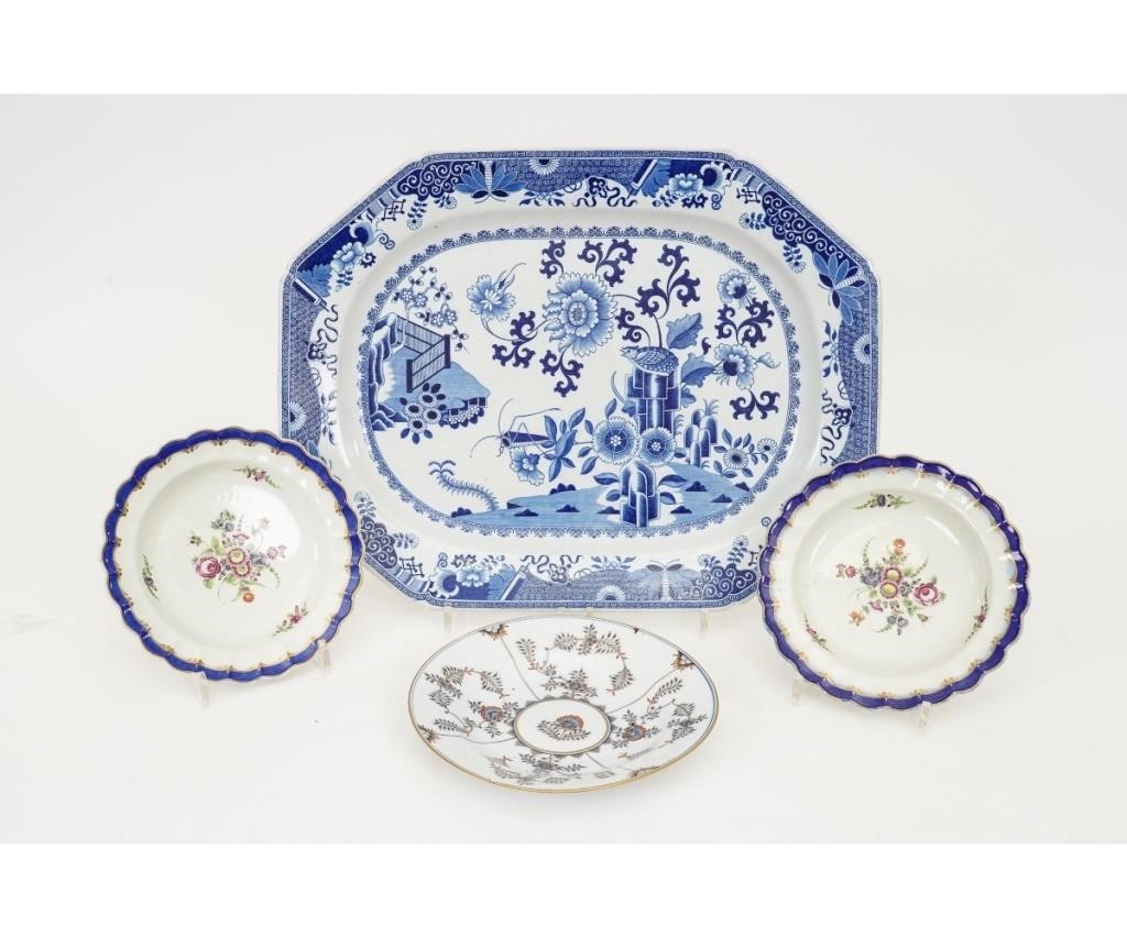 Large blue and white deep Spode