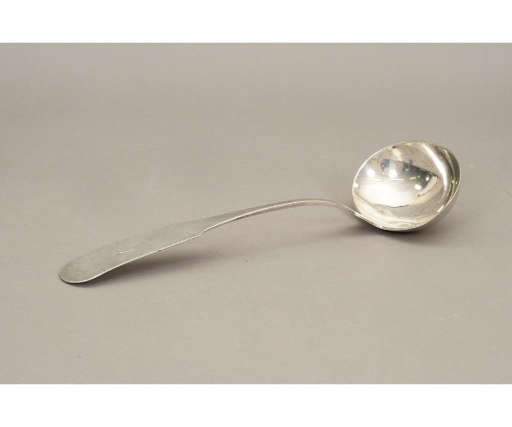 Large coin silver ladle by Thomas