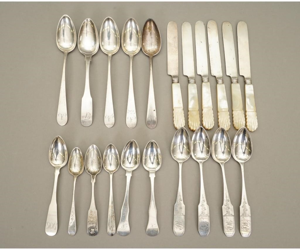 Five coin silver spoons by C. Boehme,