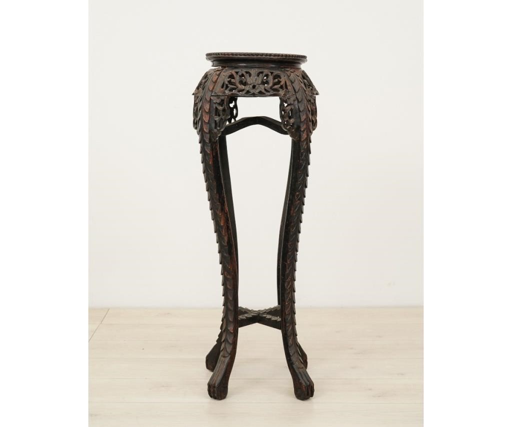 Asian wood carved plant stand with 28a54f