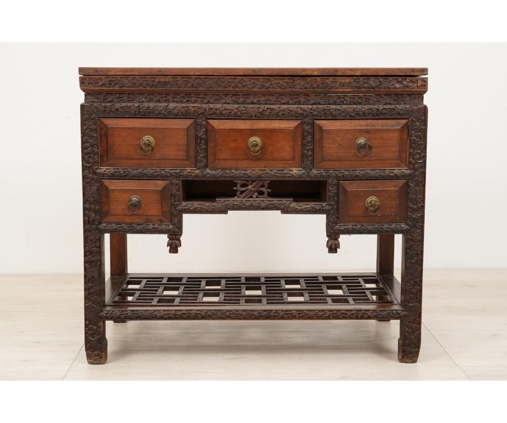 Asian carved wood altar table  28a55a