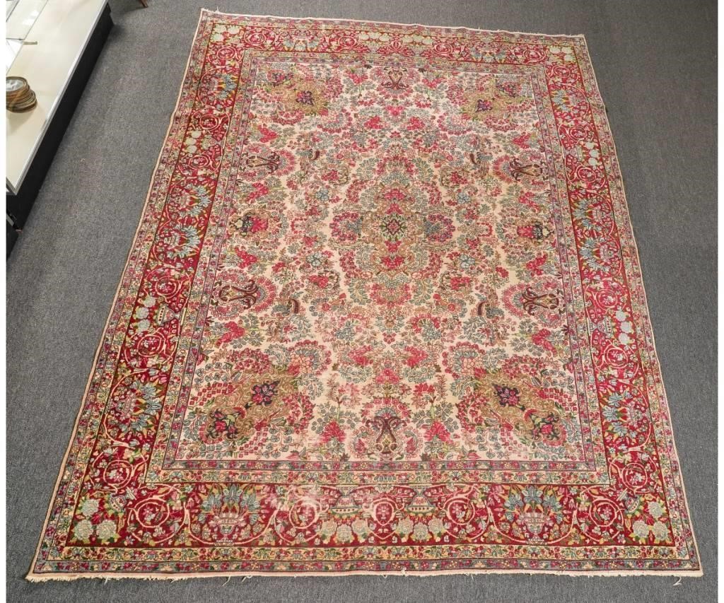 Room size Kermin carpet, red floral