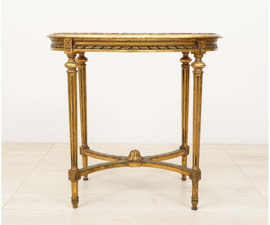 Oval giltwood marble top end table  28a5a6