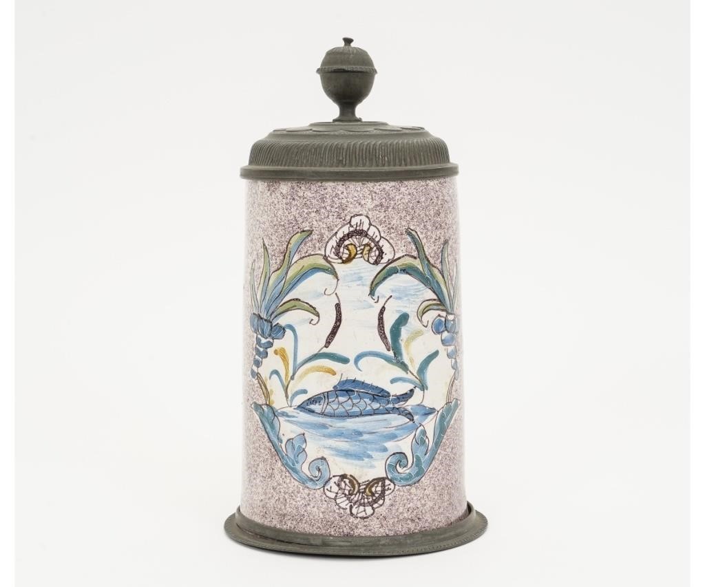 German faience stein with pewter