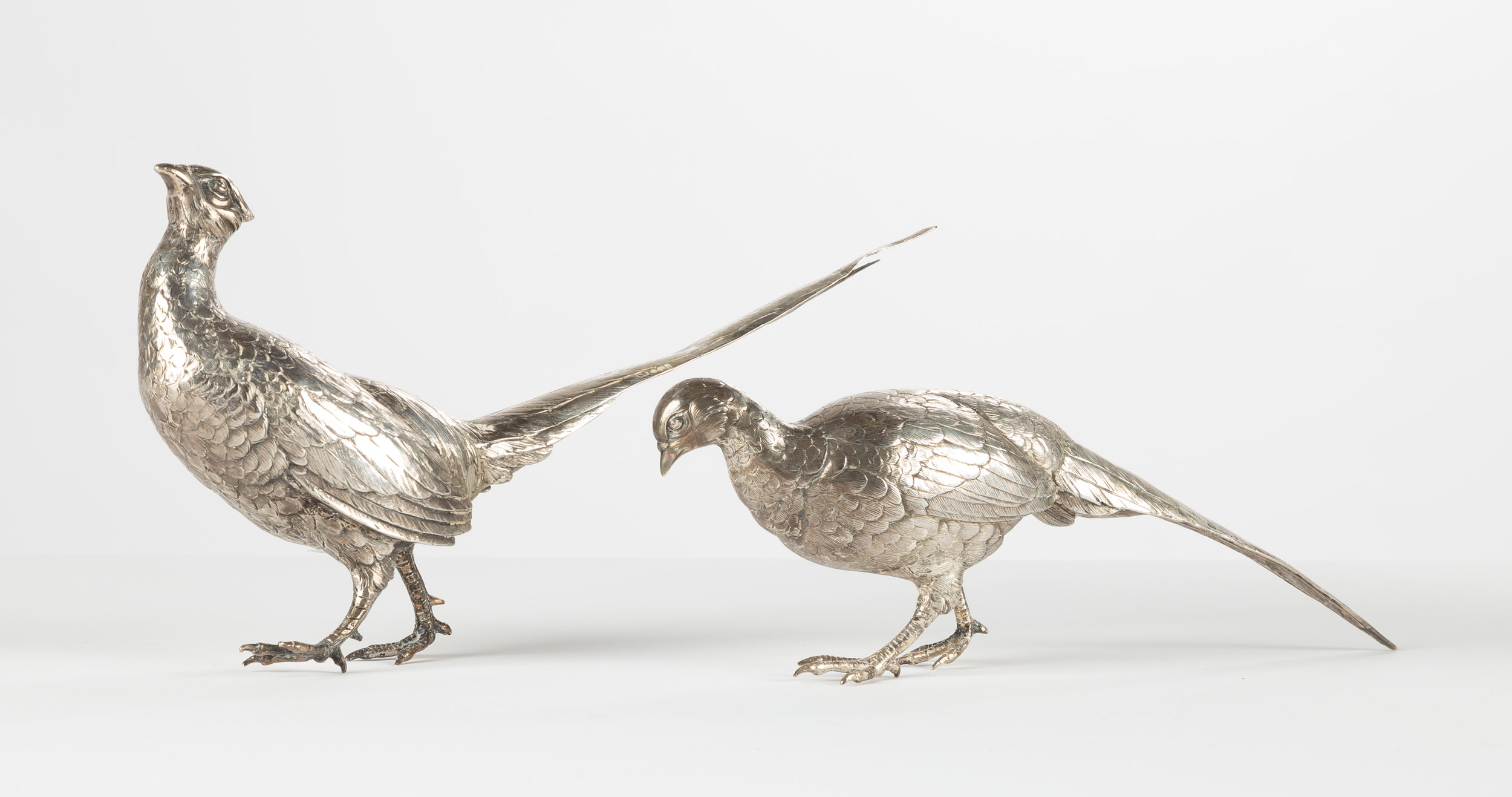 (2) SILVER PHEASANTS 800 silver. 17.6