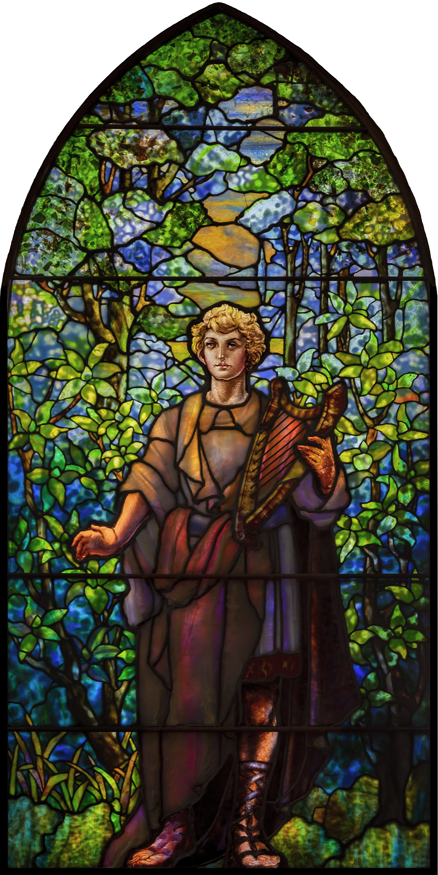 TIFFANY STUDIOS LEADED GLASS WINDOW