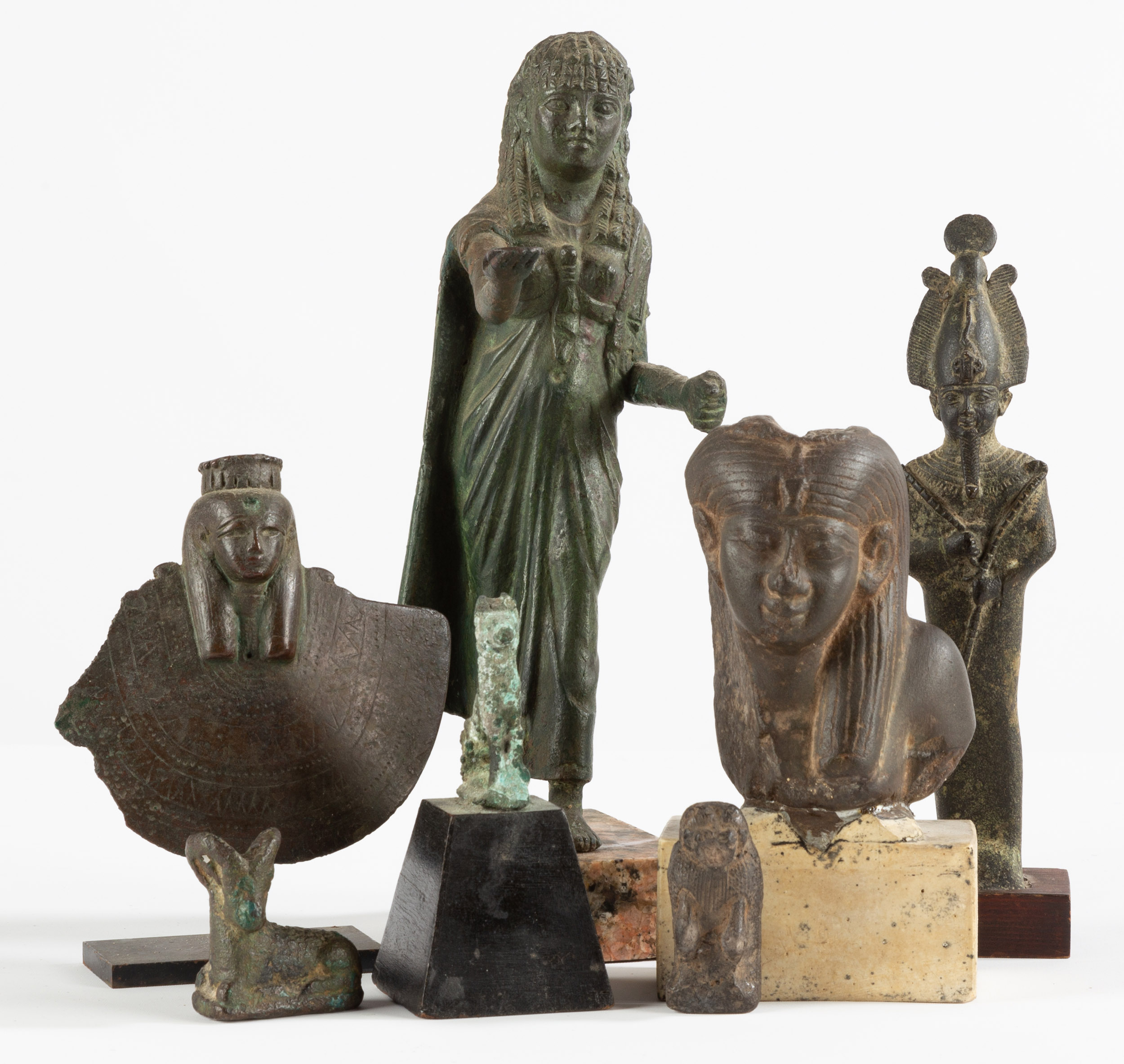 EGYPTIAN BRONZES, PHARAOH, ISIS,