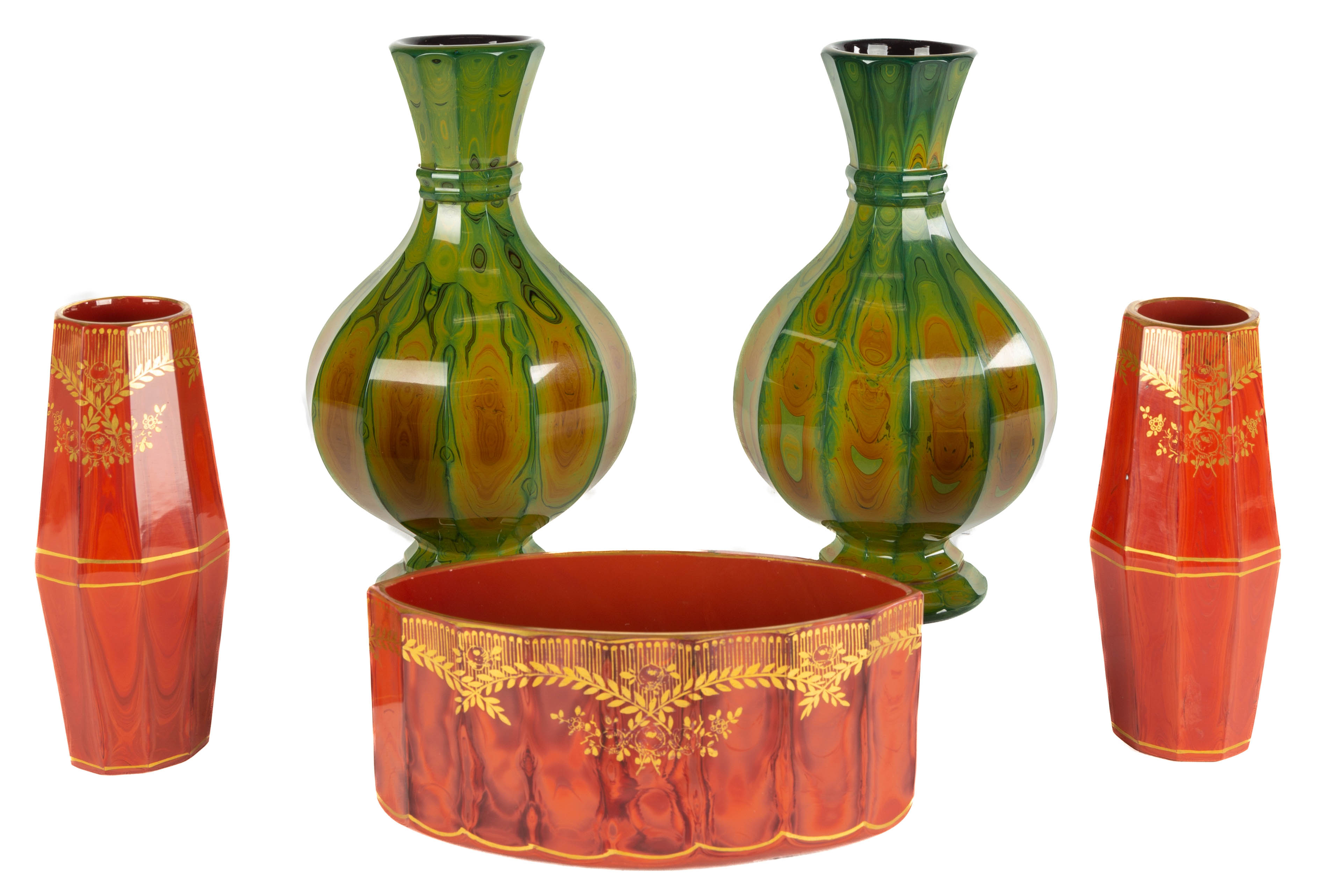 PAIR OF BOHEMIA LITHYALIN GLASS 28d324