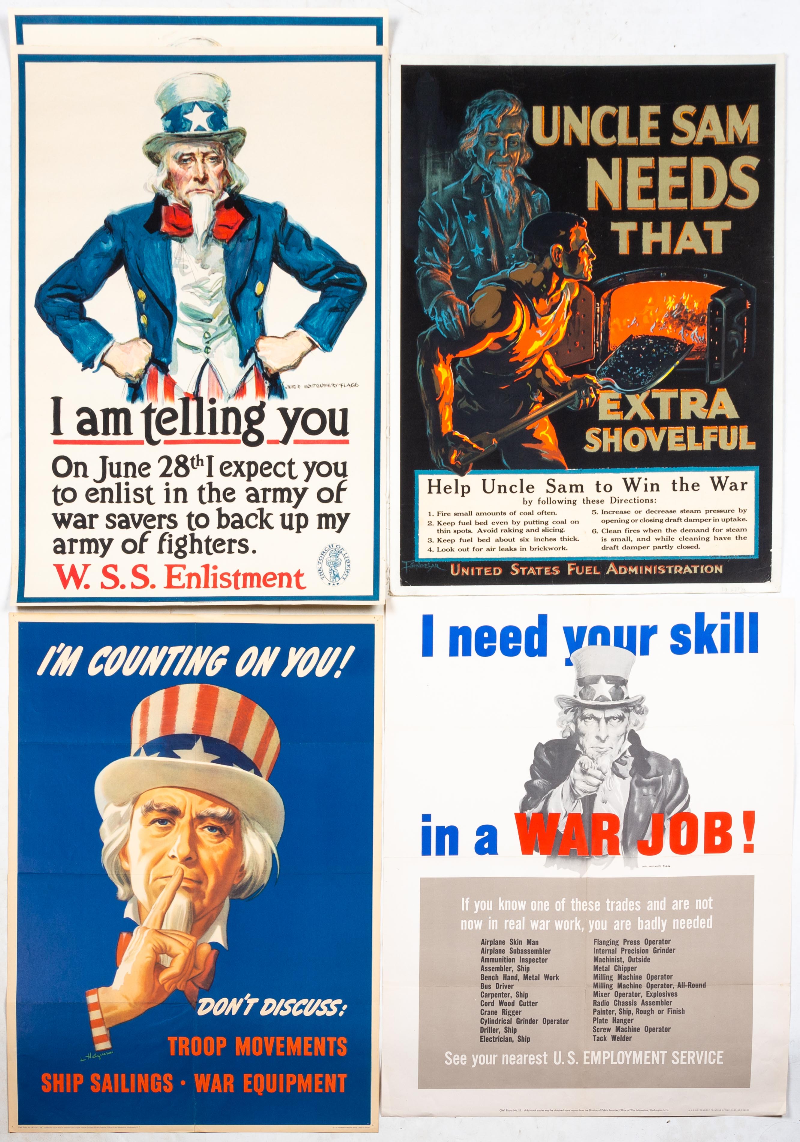  5 WWII UNCLE SAM THEMED POSTERS 28d345