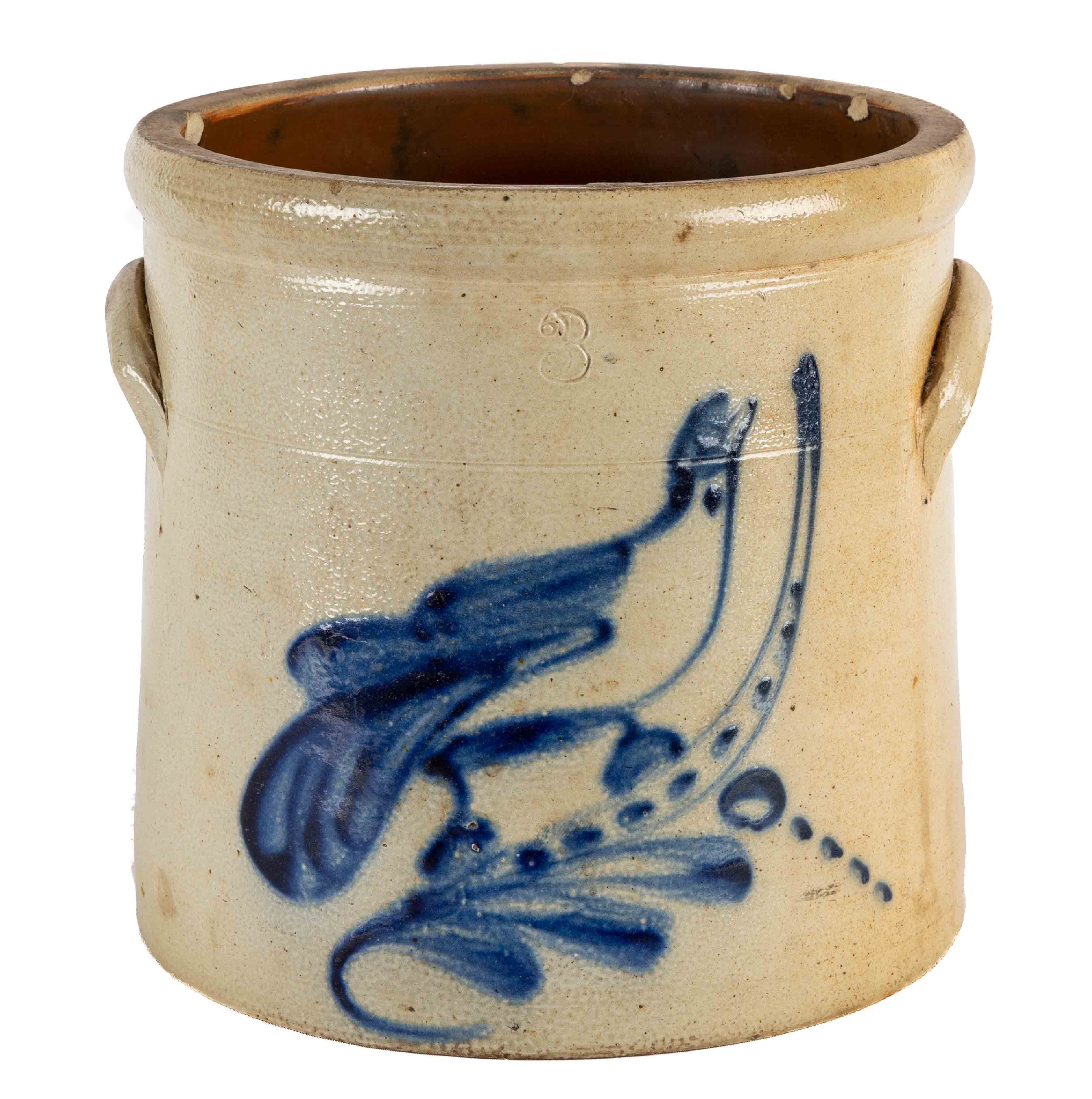 3 GALLON STONEWARE CROCK WITH BIRD