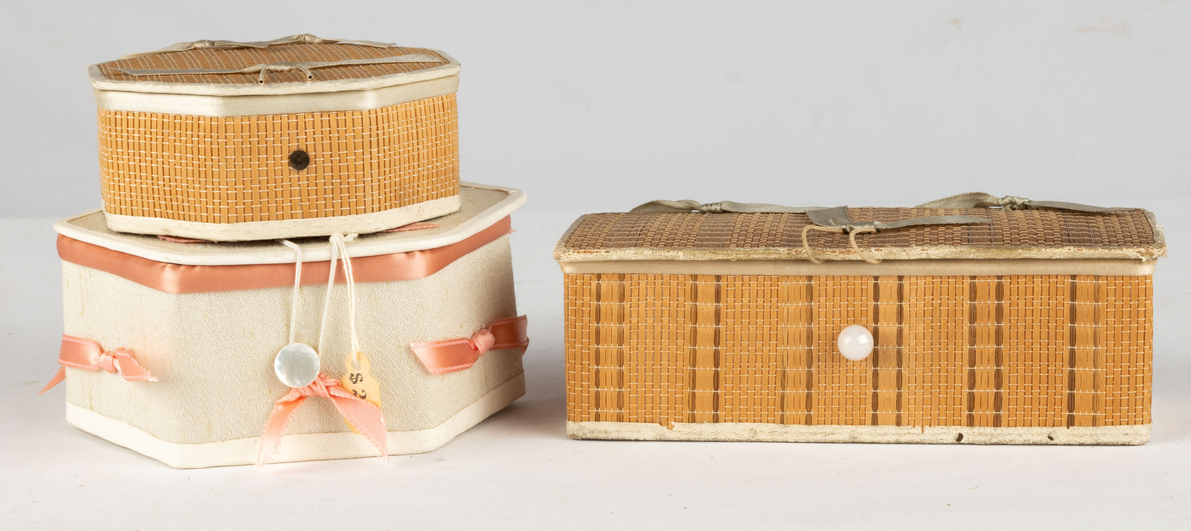 (3) SHAKER POPLARWARE SEWING BOXES