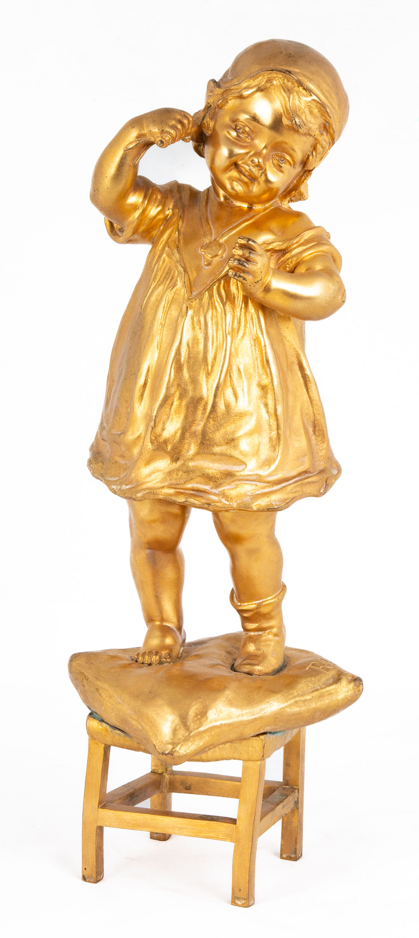 GILT BRONZE SCULPTURE OF A YOUNG GIRL