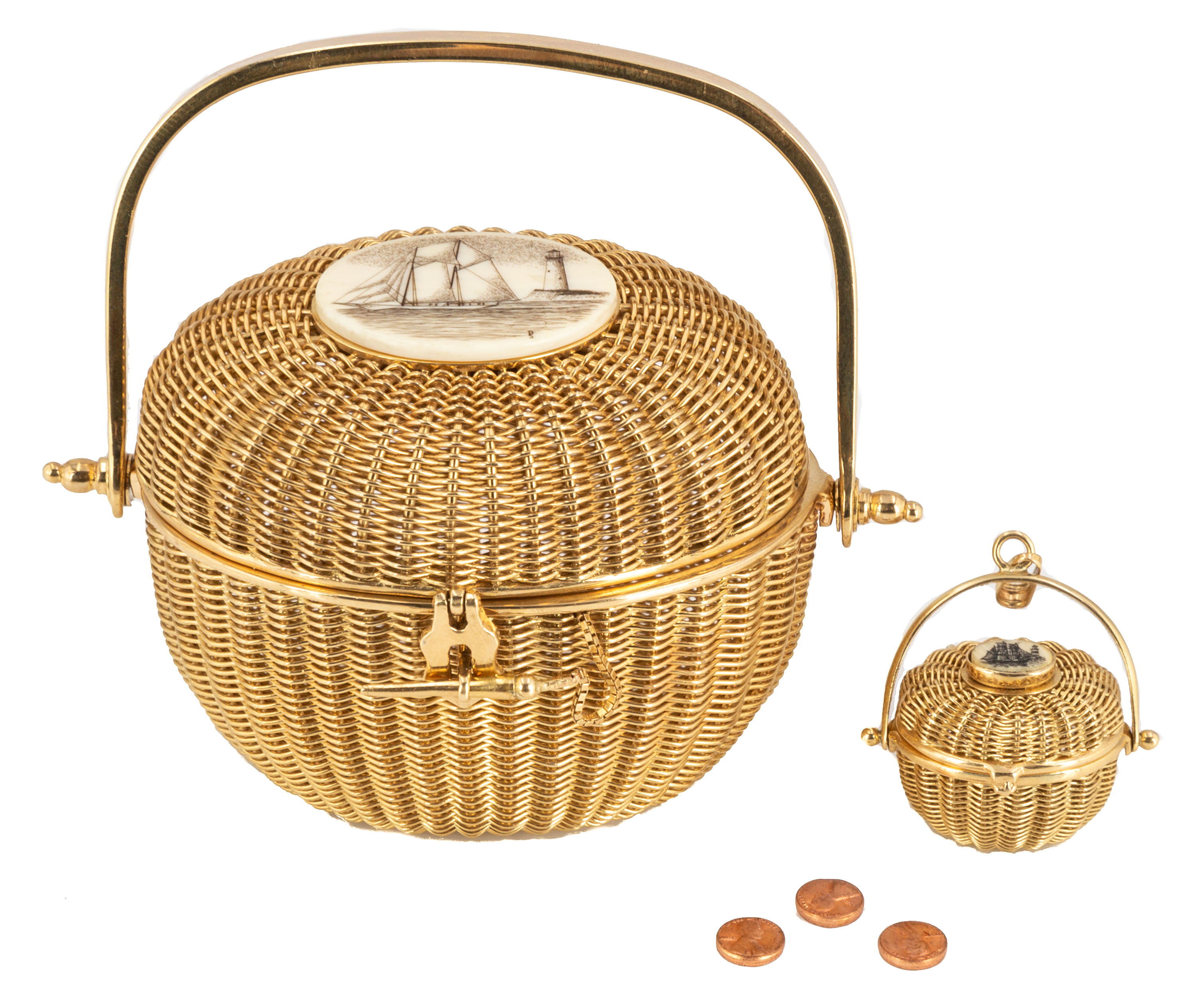 14K GOLD NANTUCKET BASKETS WITH