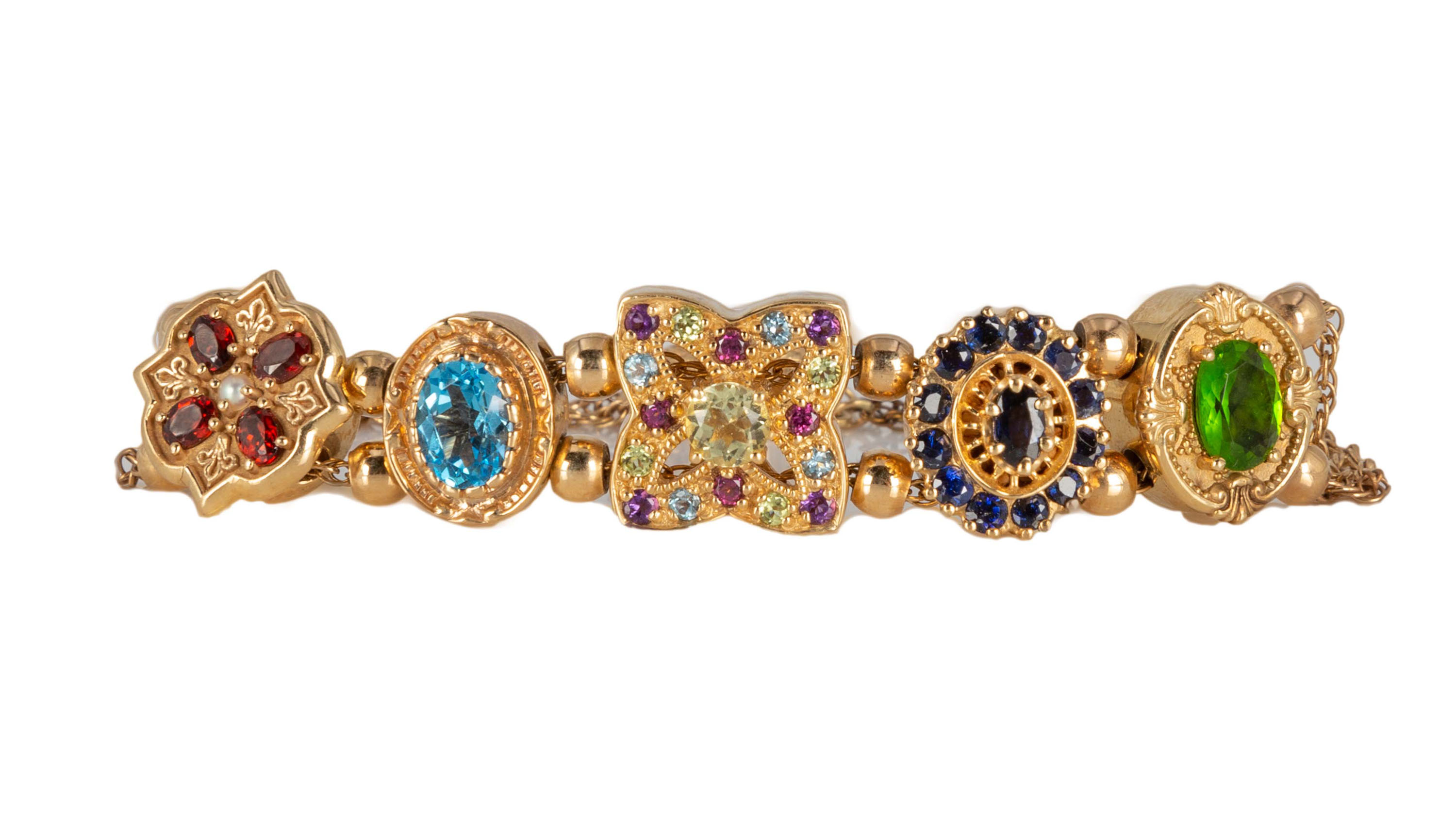 14K GOLD GEMSTONE BRACELET 23 28d46f