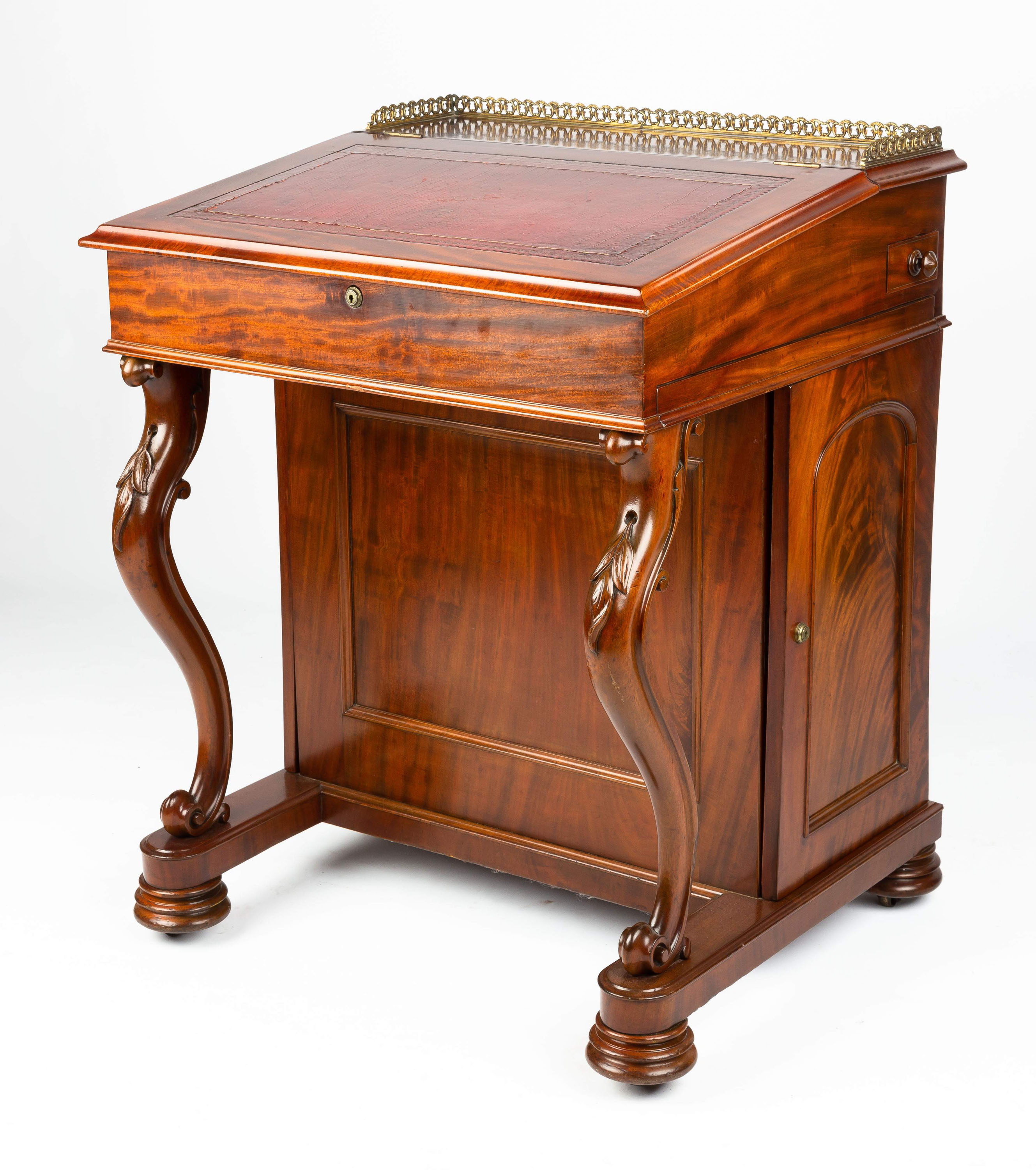 CARVED MAHOGANY DAVENPORT DESK