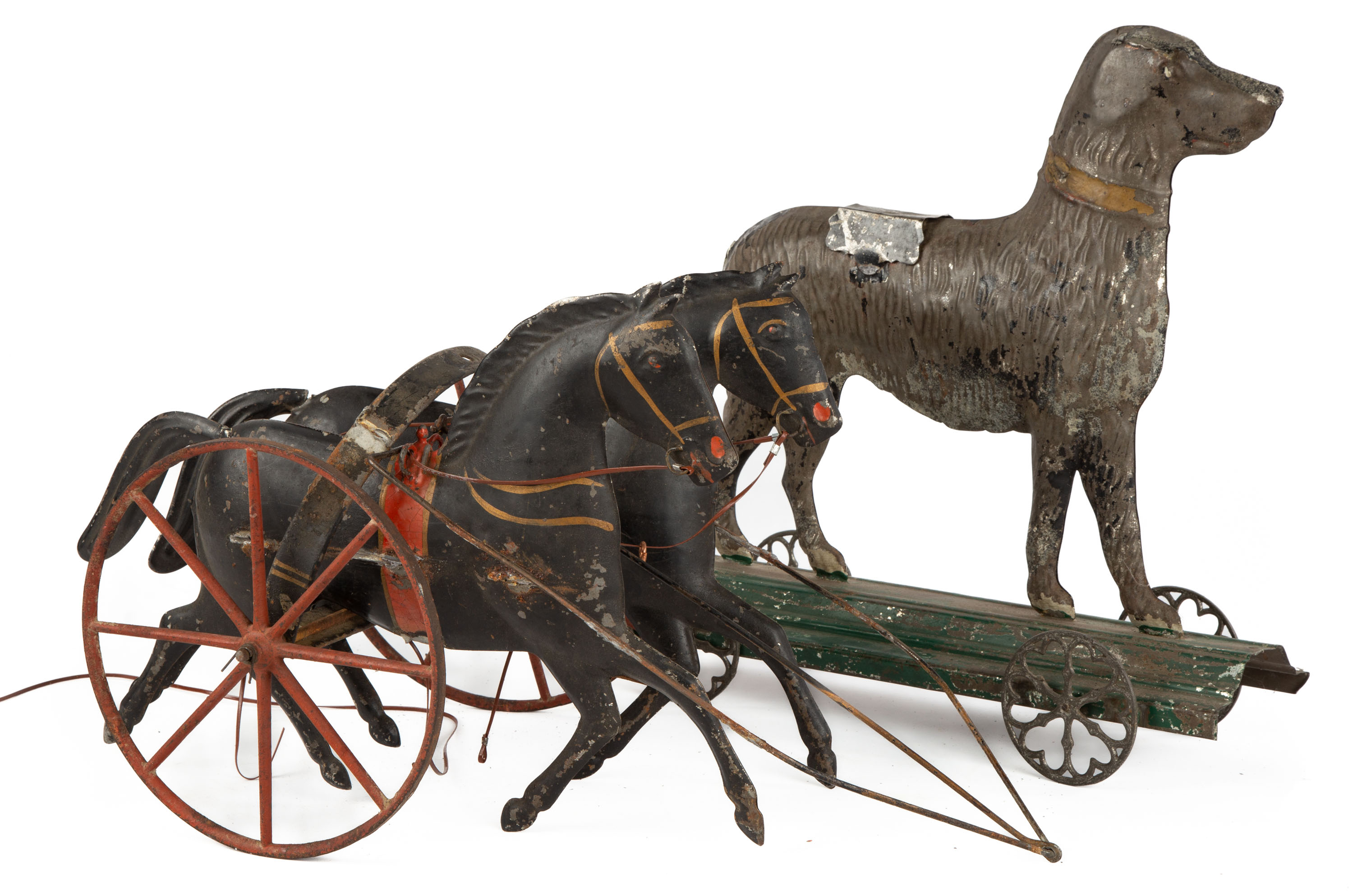 EARLY PAINTED TIN HORSE CARRIAGE 28d4ee