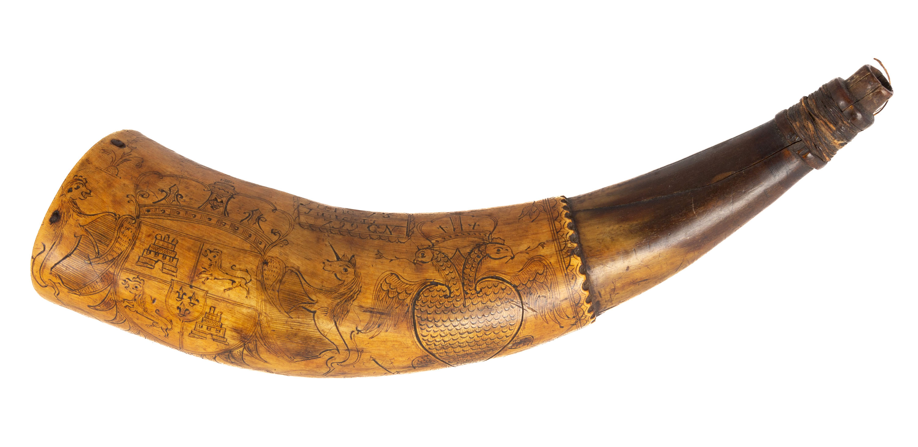 18TH CENTURY AMERICAN POWDER HORN 28d539