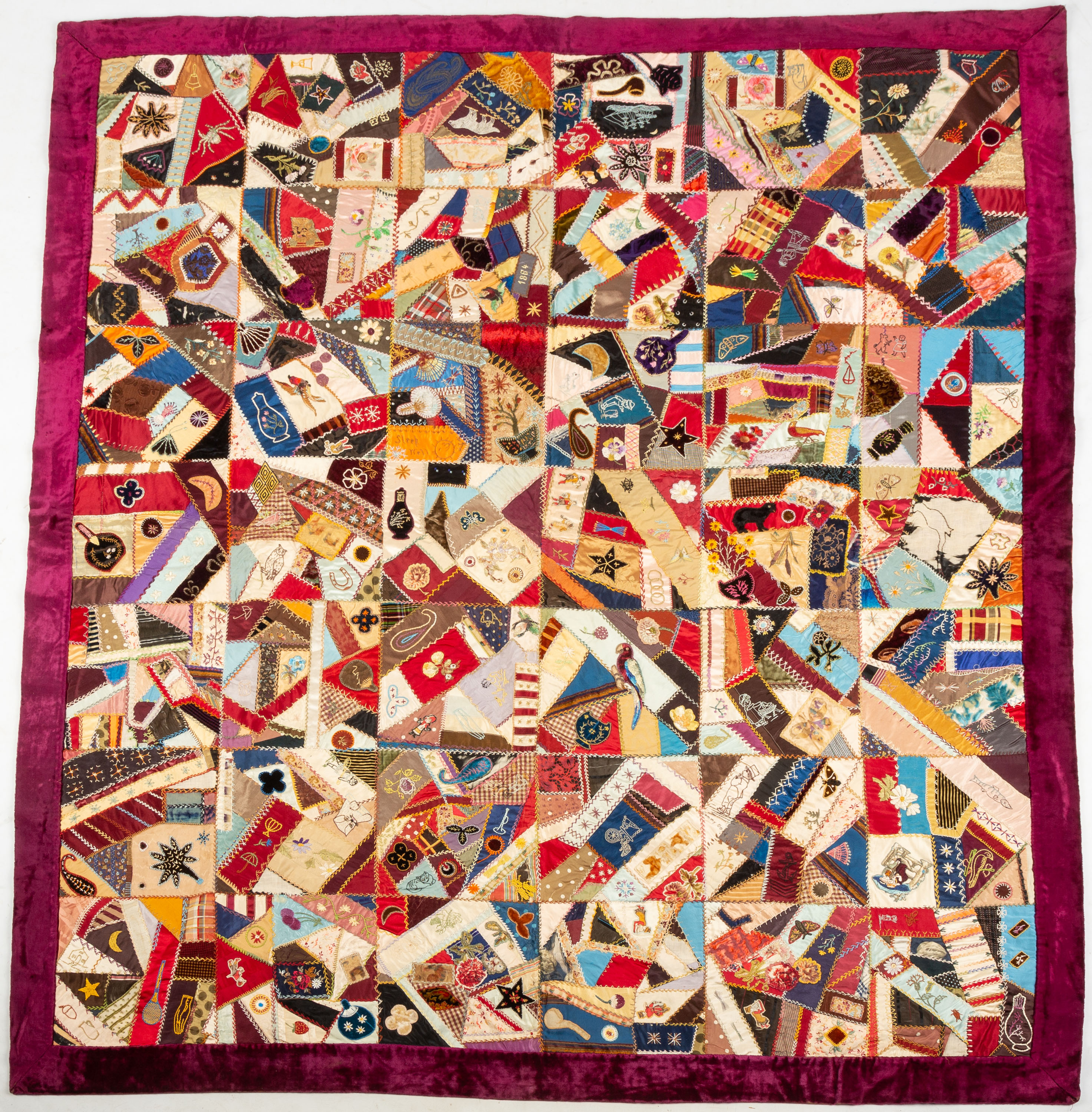 19TH CENTURY CRAZY QUILT dated 28d540
