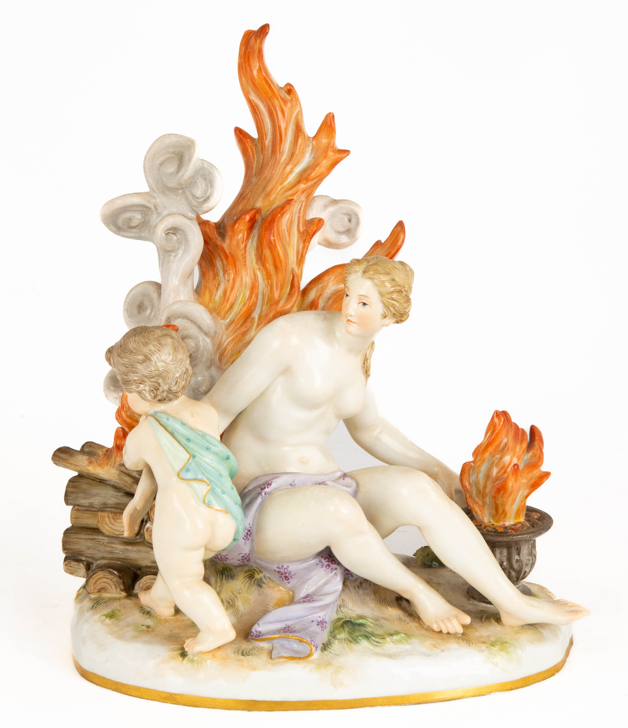 MEISSEN FIGURAL GROUP WITH FIRE 19th