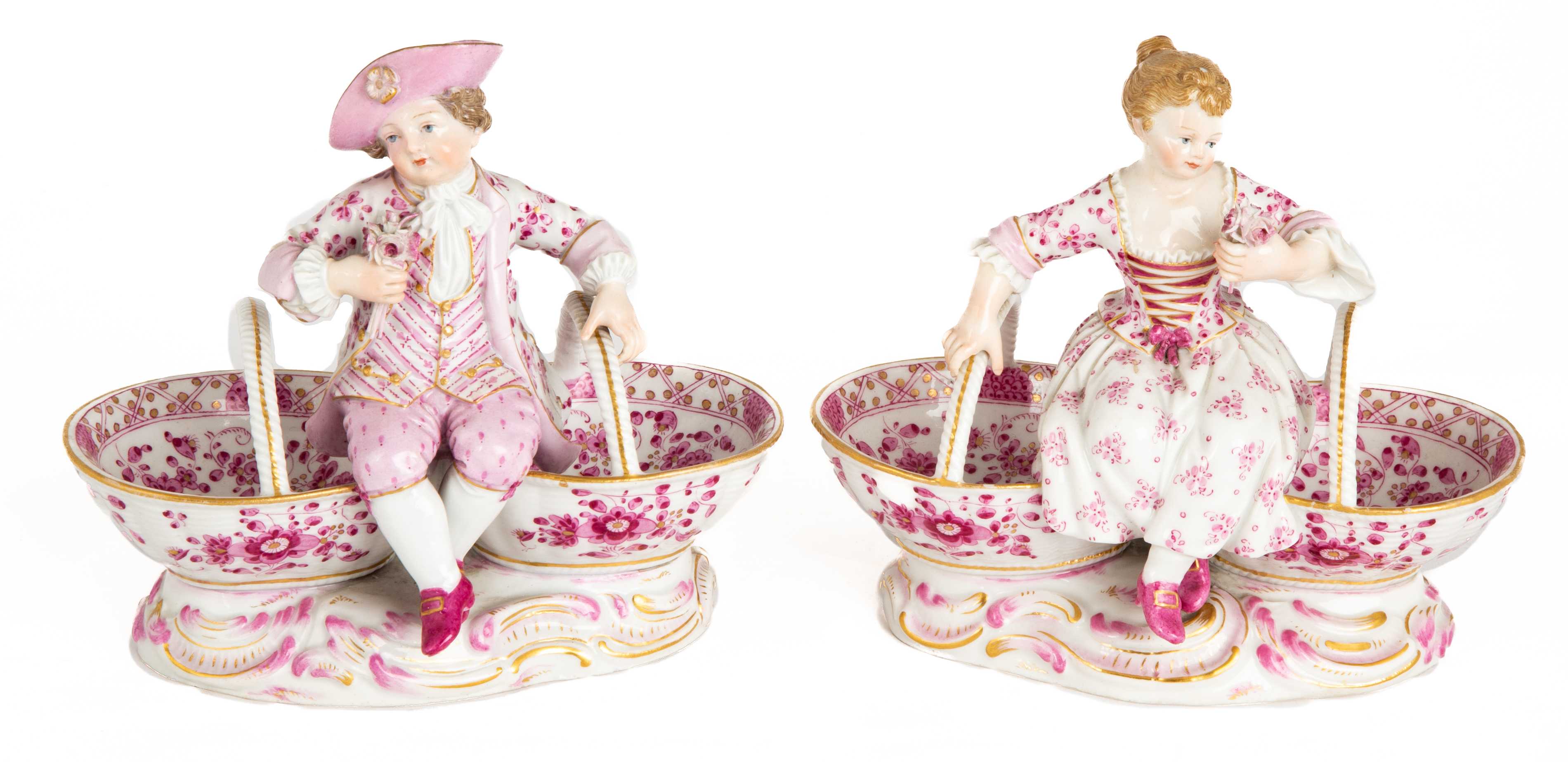 (3) MEISSEN SWEET MEAT DISHES 19th