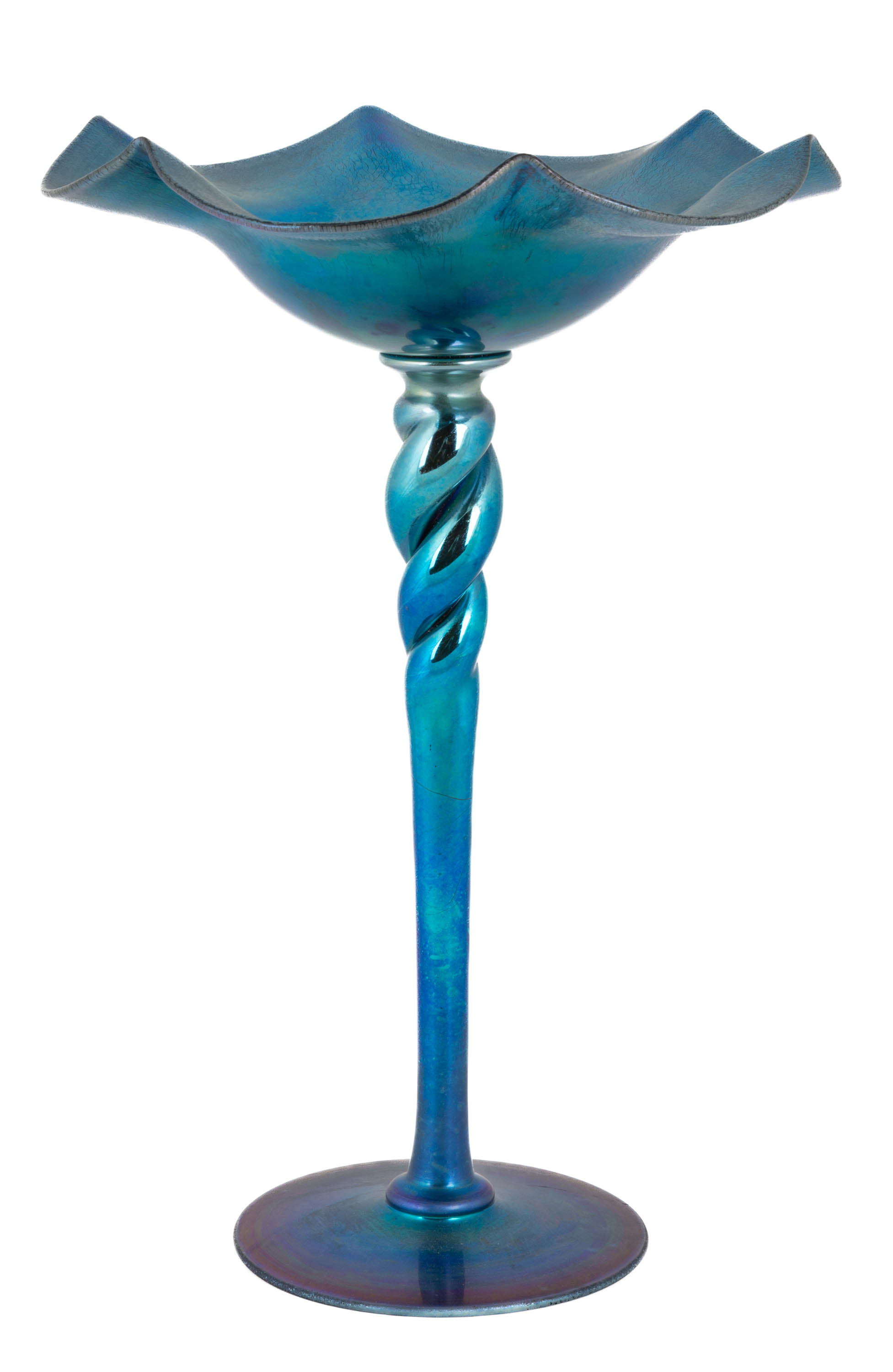 STEUBEN BLUE AURENE TALL COMPOTE 28d629