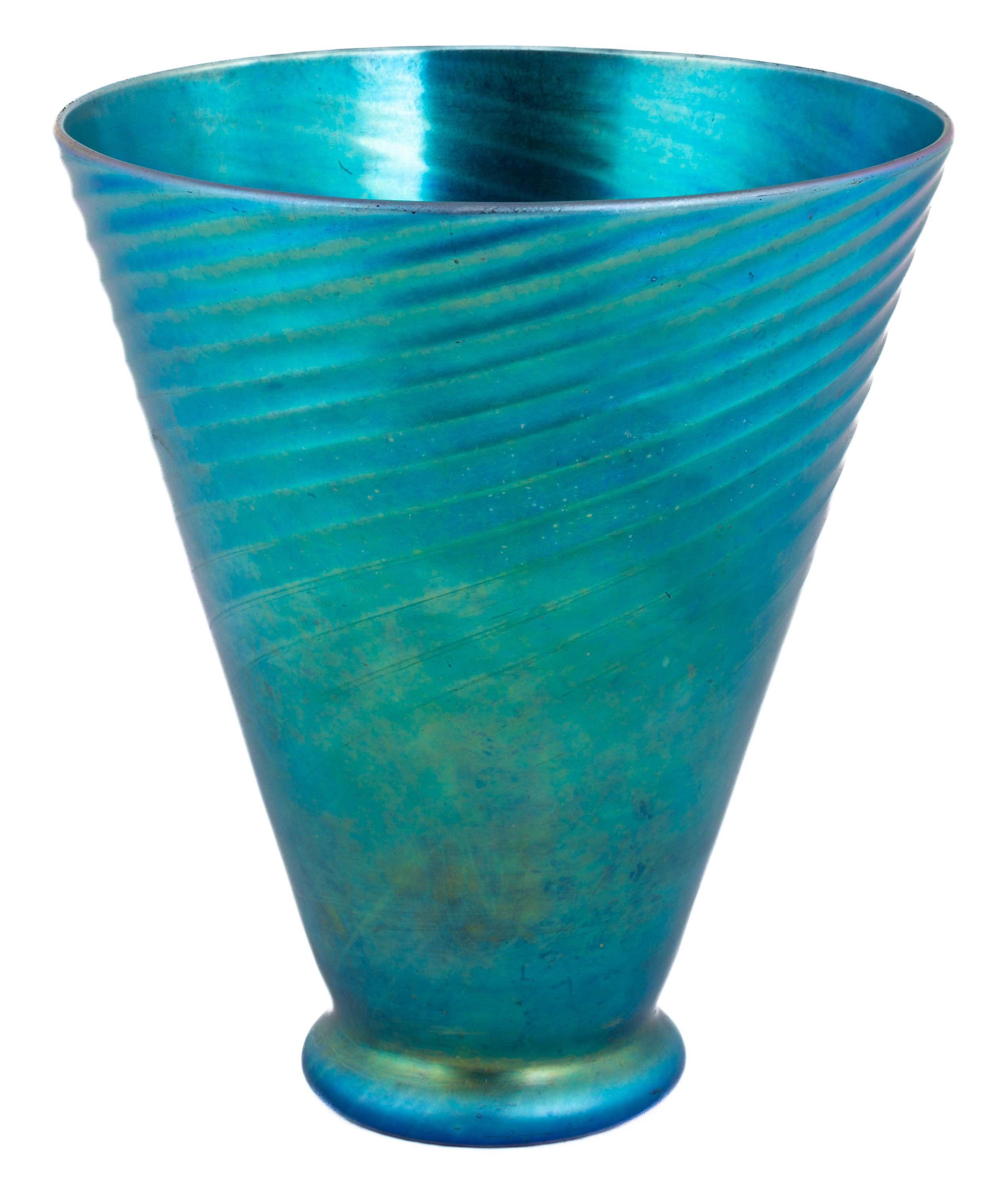 STEUBEN BLUE AURENE VASE WITH SWIRL